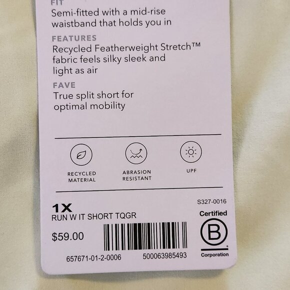 NWT ATHLETA Run With It Shorts 4.5" - Iced Lemon - Size 1X - Picture 6 of 9
